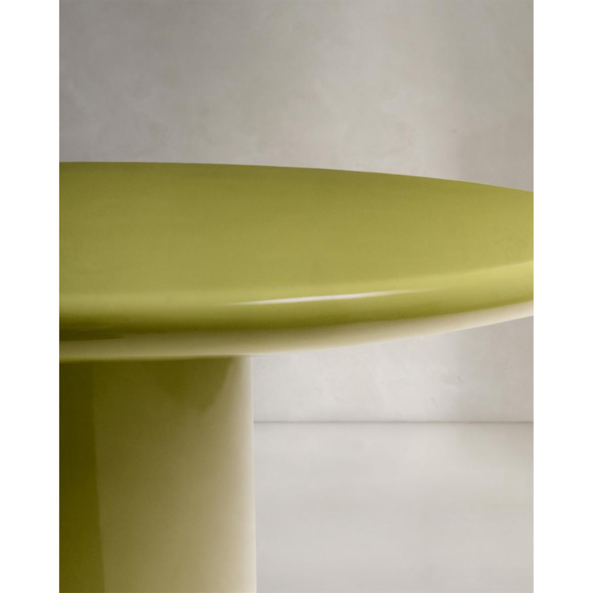 Albanella coffee table in cement with glossy green finish Ø85cm – image 5