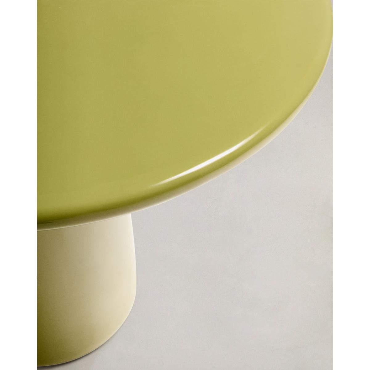 Albanella coffee table in cement with glossy green finish Ø85cm – image 6