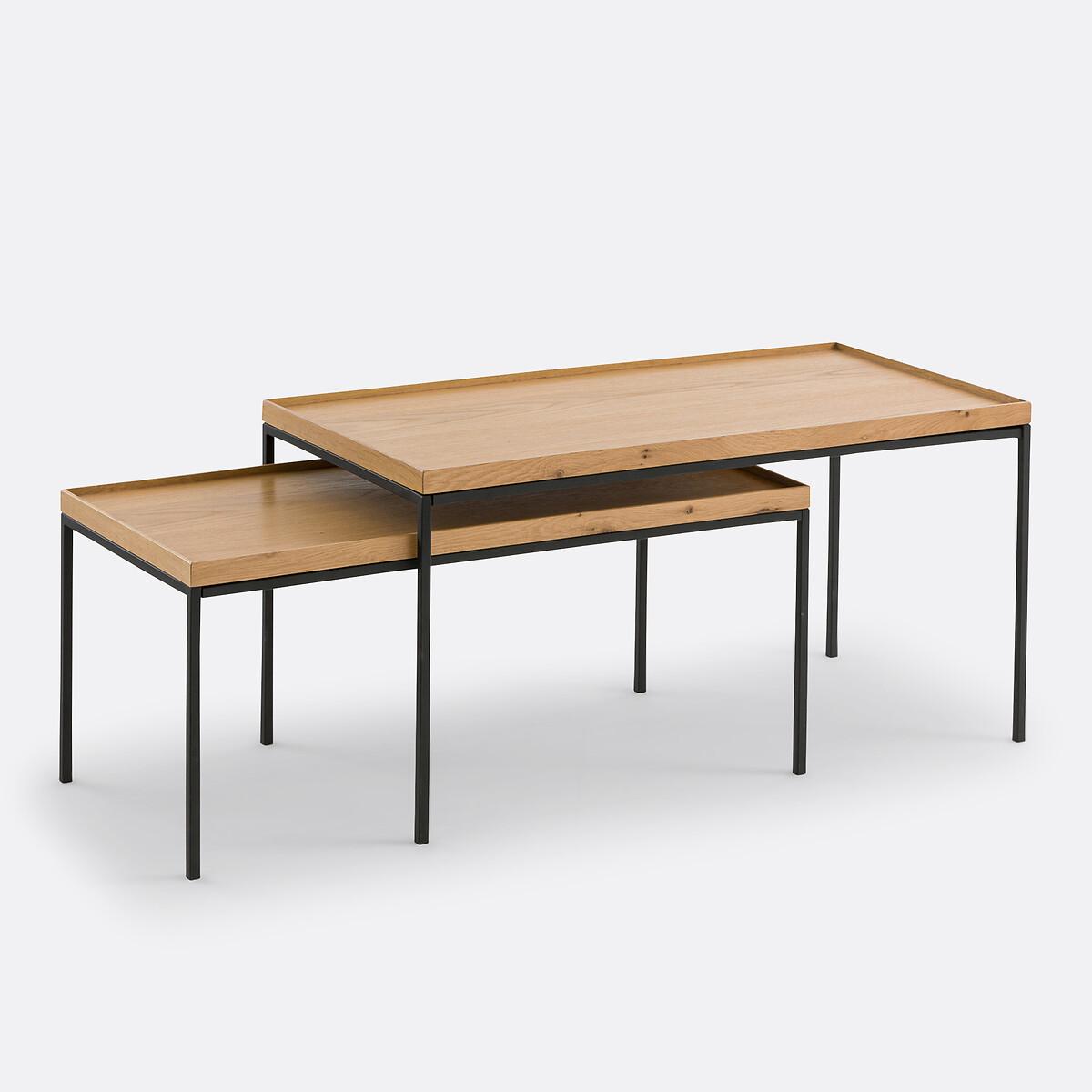 Set of 2 Joga Metal & Oak Rectangular Nesting Coffee Tables – image 2