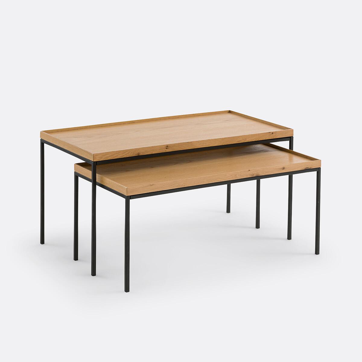 Set of 2 Joga Metal & Oak Rectangular Nesting Coffee Tables – image 3