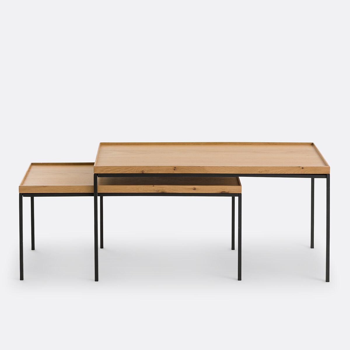 Set of 2 Joga Metal & Oak Rectangular Nesting Coffee Tables – image 4