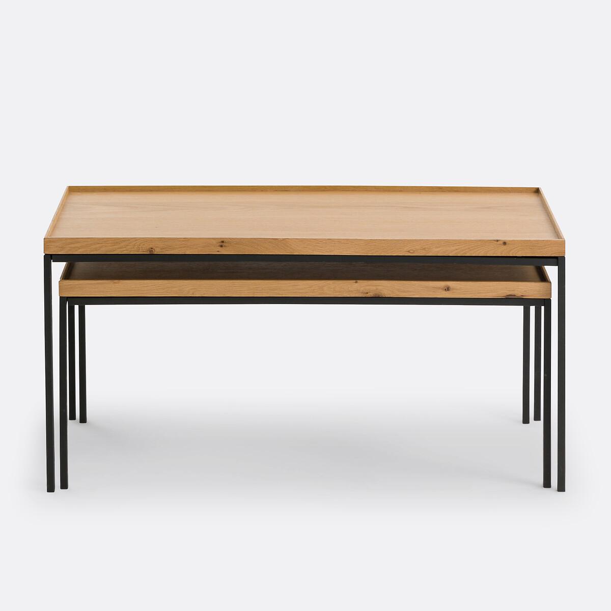 Set of 2 Joga Metal & Oak Rectangular Nesting Coffee Tables – image 5