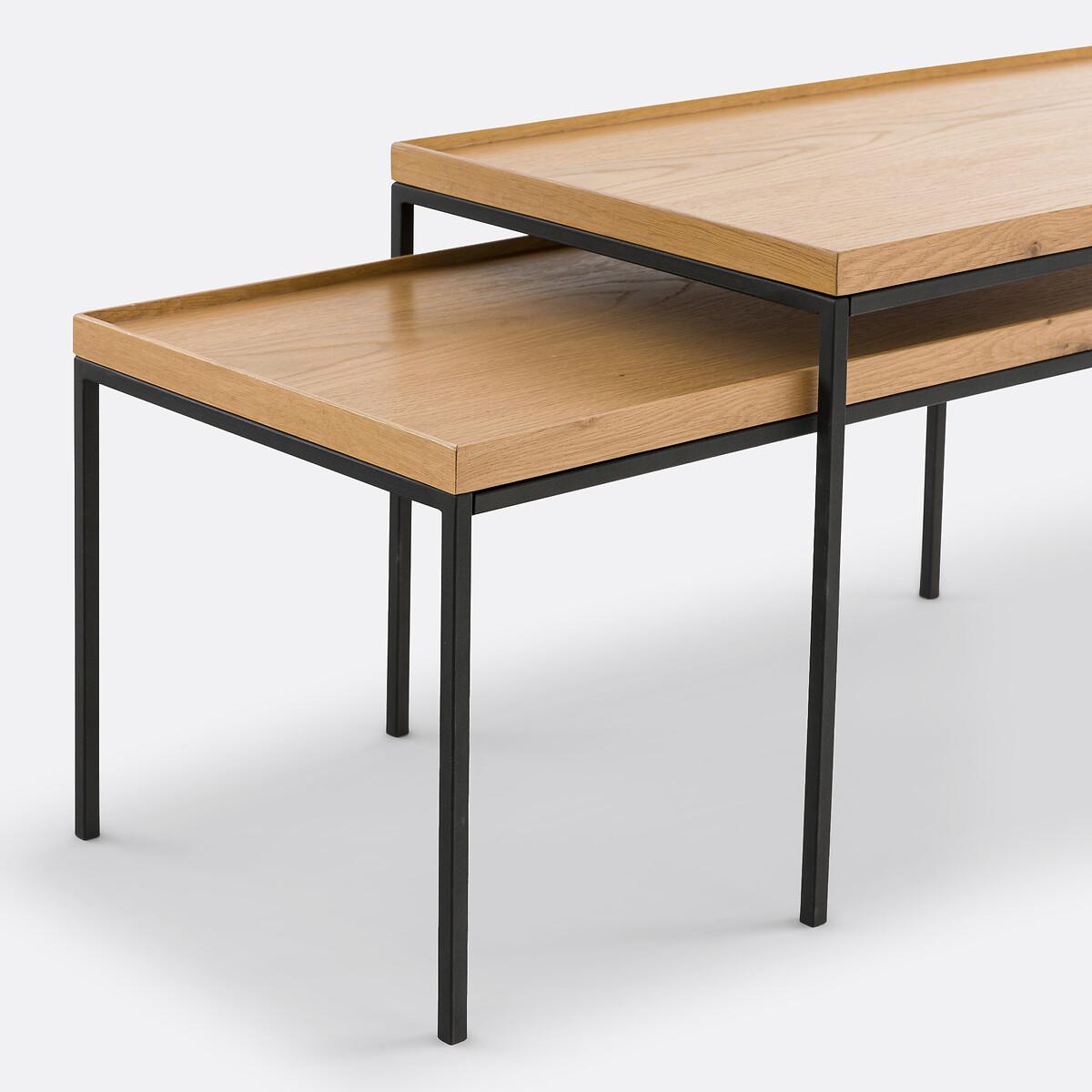 Set of 2 Joga Metal & Oak Rectangular Nesting Coffee Tables – image 6