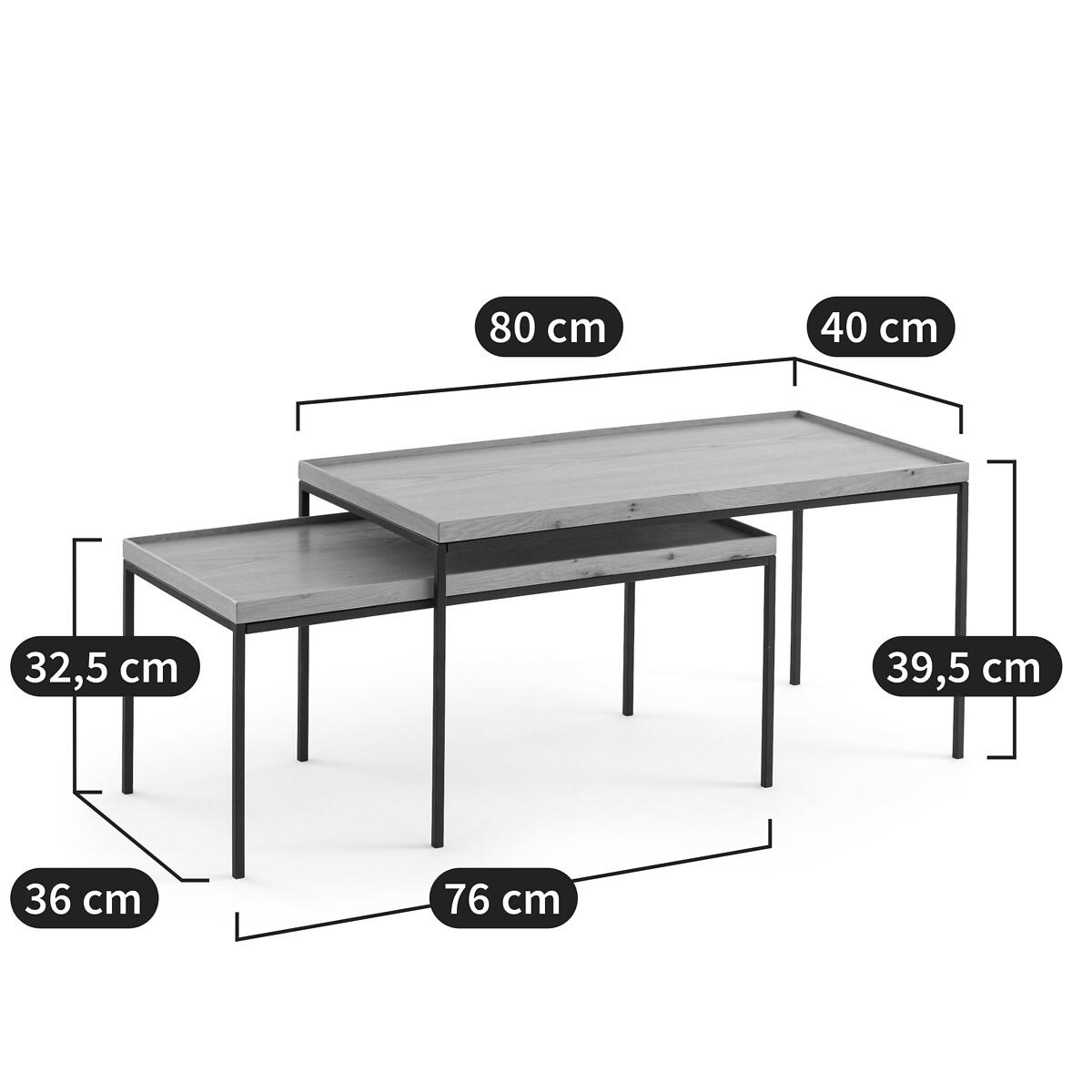 Set of 2 Joga Metal & Oak Rectangular Nesting Coffee Tables – image 10