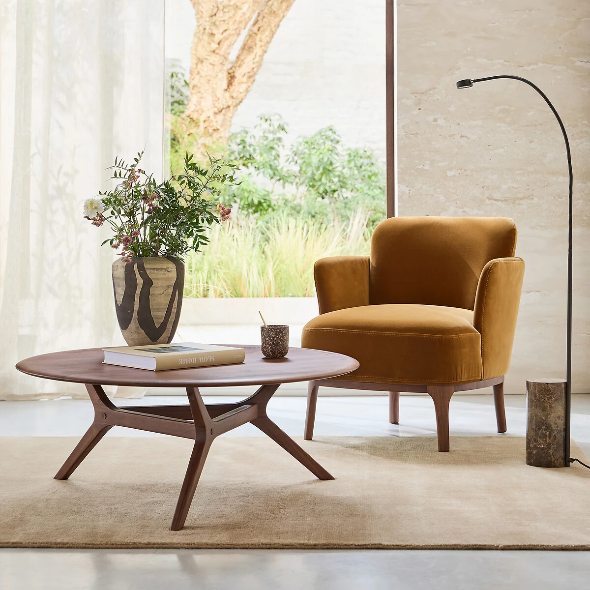 Maricielo Solid Walnut 90cm Diameter Coffee Table – image 2