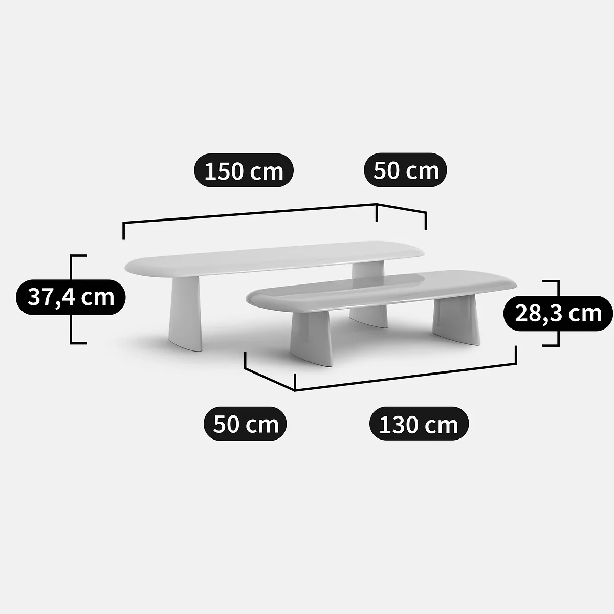 Semi-Nested Coffee Tables, Set of 2, Jaya – image 6