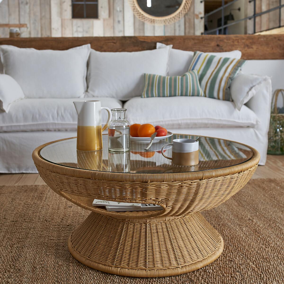 Provence Rattan & Glass Round Coffee Table – image 9