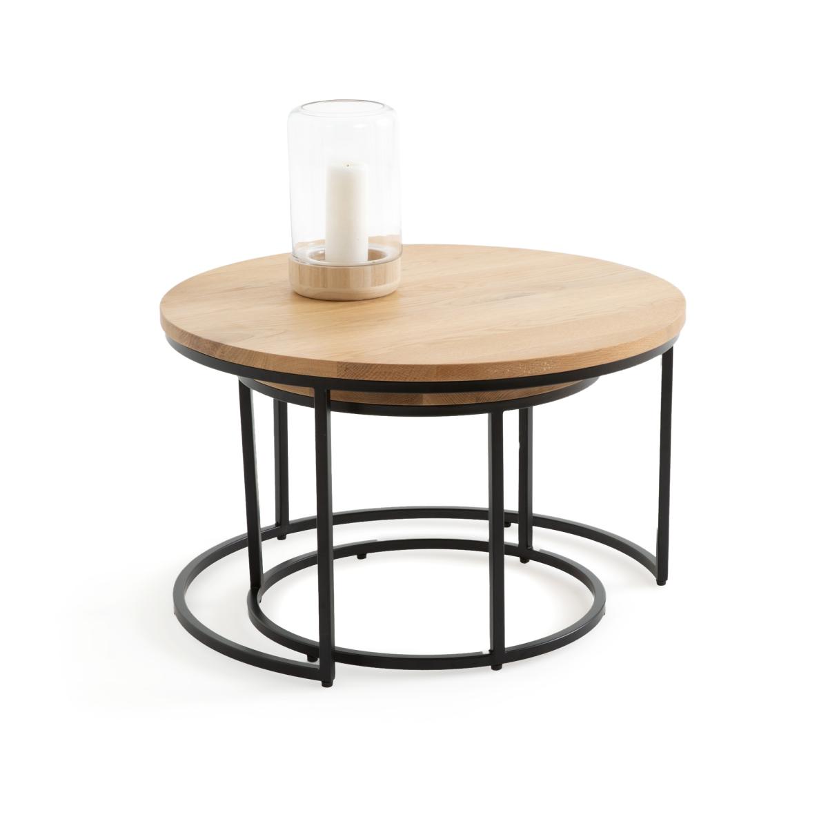 Set of 2 Vova Oak Nesting Coffee Tables – image 2