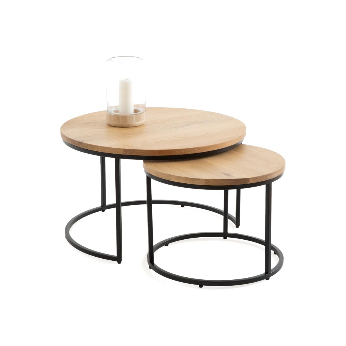 Set of 2 Vova Oak Nesting Coffee Tables – image 1