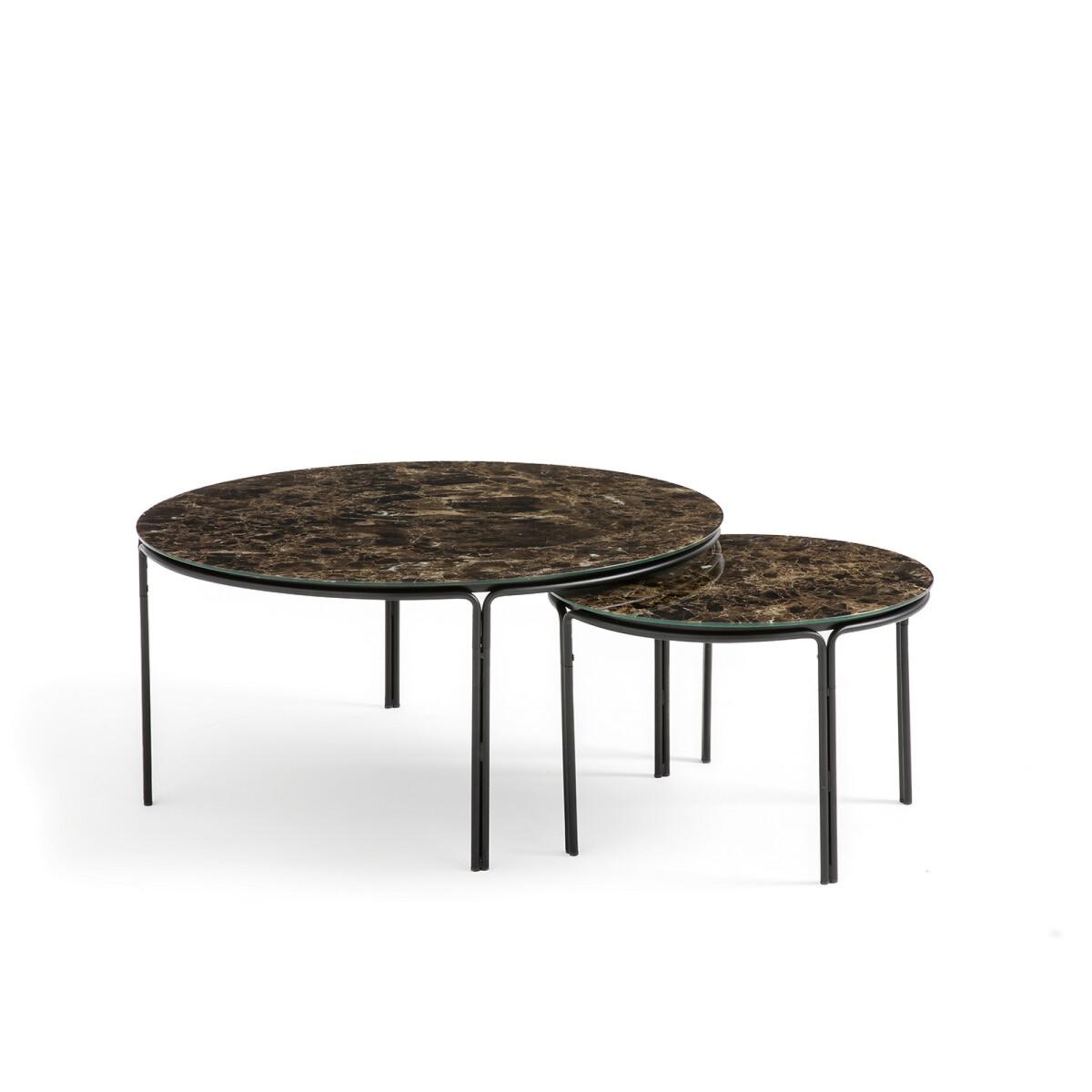 Set of 2 Chici Round Marble Effect Coffee Tables – image 2