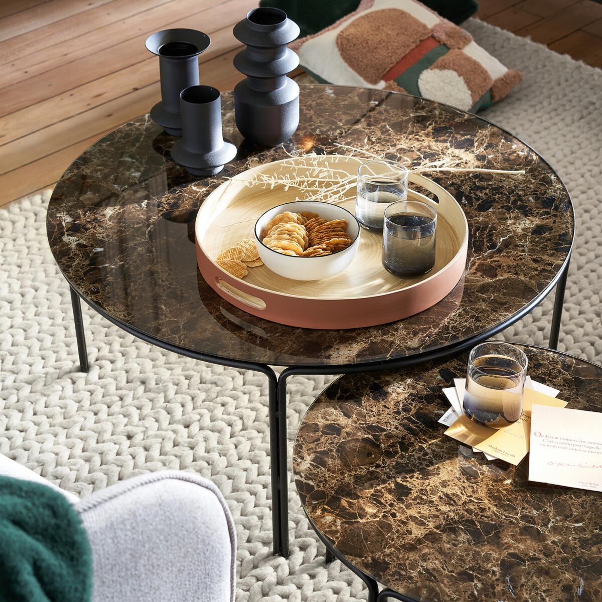 Set of 2 Chici Round Marble Effect Coffee Tables – image 6