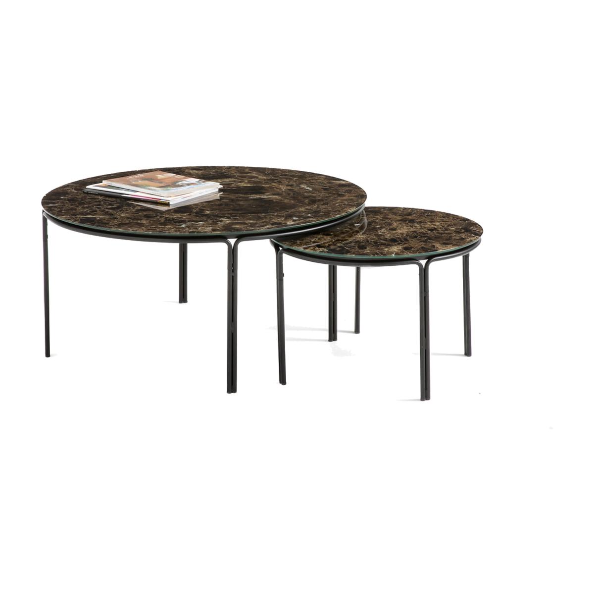 Set of 2 Chici Round Marble Effect Coffee Tables – image 1