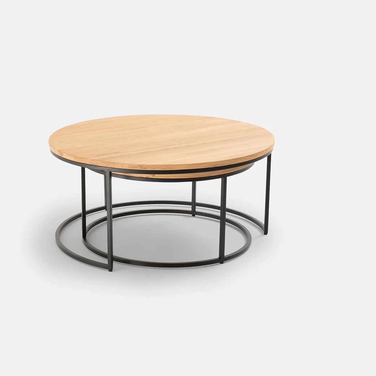 Set of 2 Hiba Large Nesting Coffee Tables with Oak Table Tops – image 4