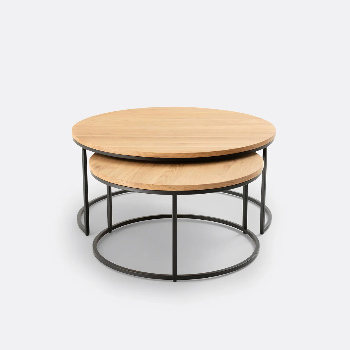 Set of 2 Hiba Large Nesting Coffee Tables with Oak Table Tops – image 5