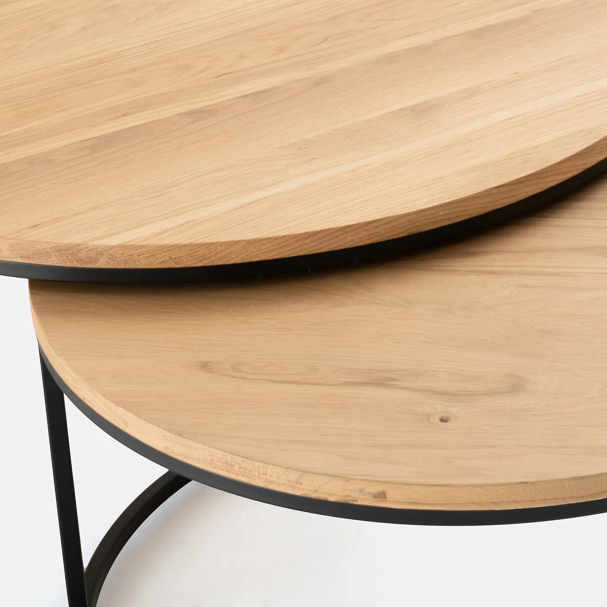 Set of 2 Hiba Large Nesting Coffee Tables with Oak Table Tops – image 6