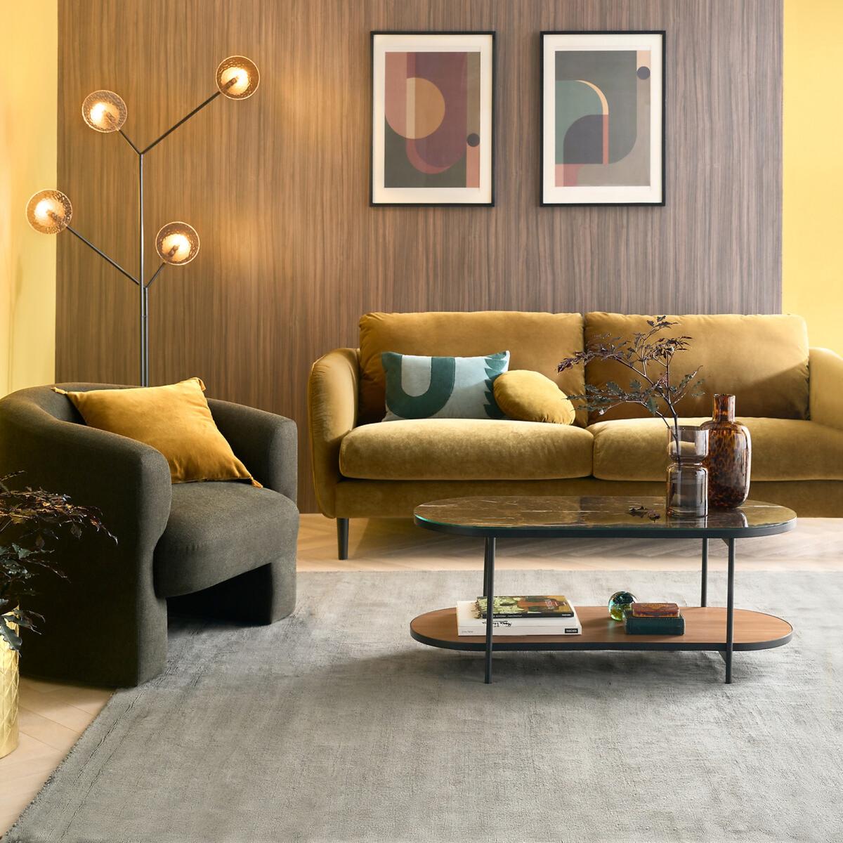Gil Marble Effect Glass Top Coffee Table – image 6
