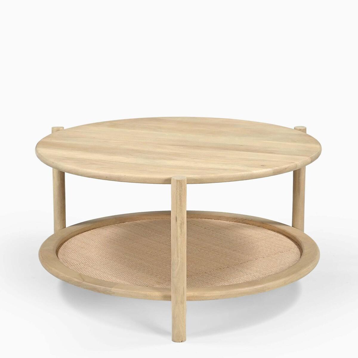 Janika Rattan & Mango Wood Round Coffee Table – image 3