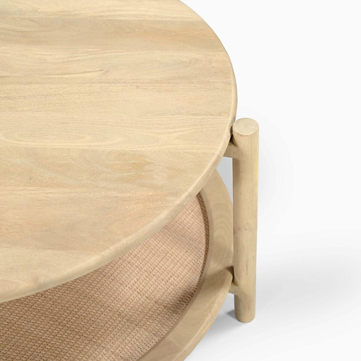 Janika Rattan & Mango Wood Round Coffee Table – image 4