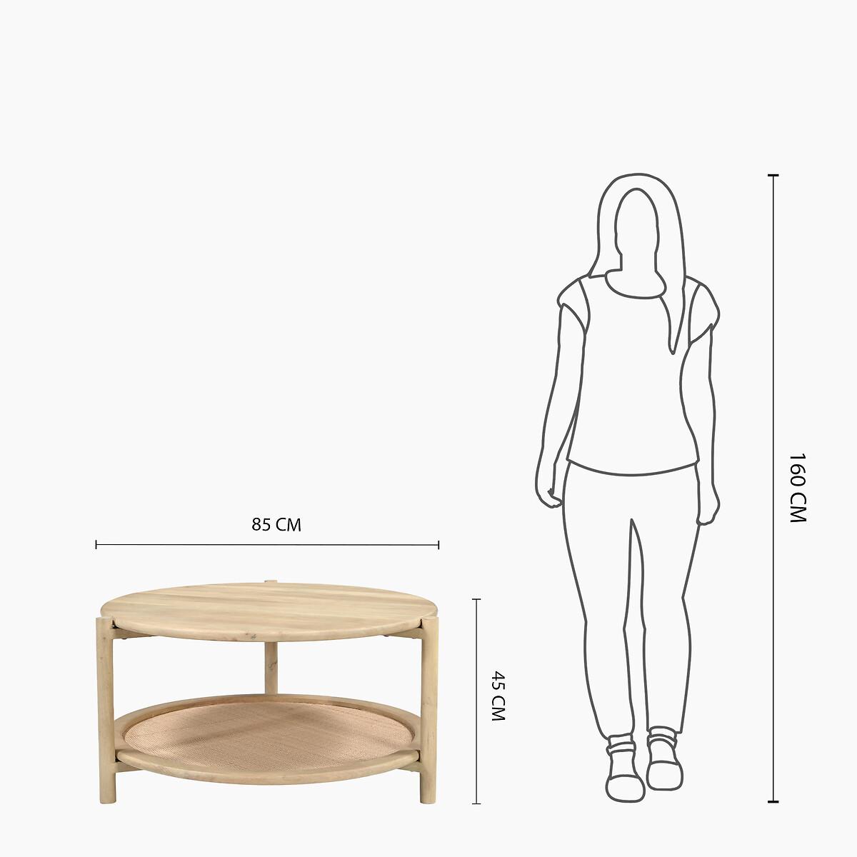 Janika Rattan & Mango Wood Round Coffee Table – image 6