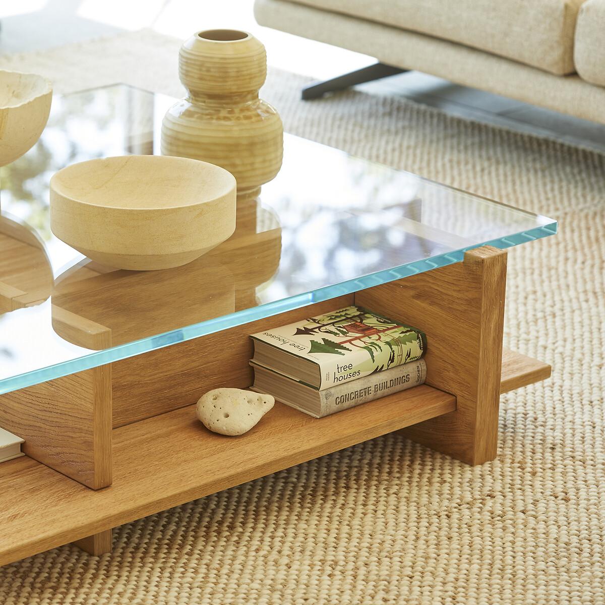Laby Sandblasted Oak and Tempered Glass Coffee Table – image 11