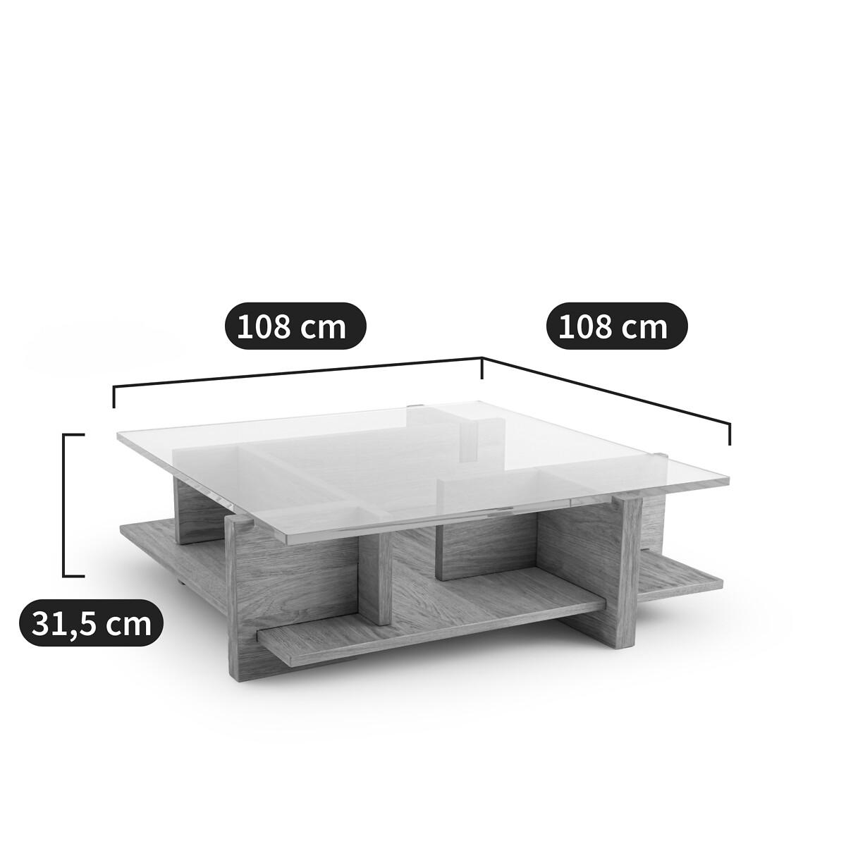 Laby Sandblasted Oak and Tempered Glass Coffee Table – image 12