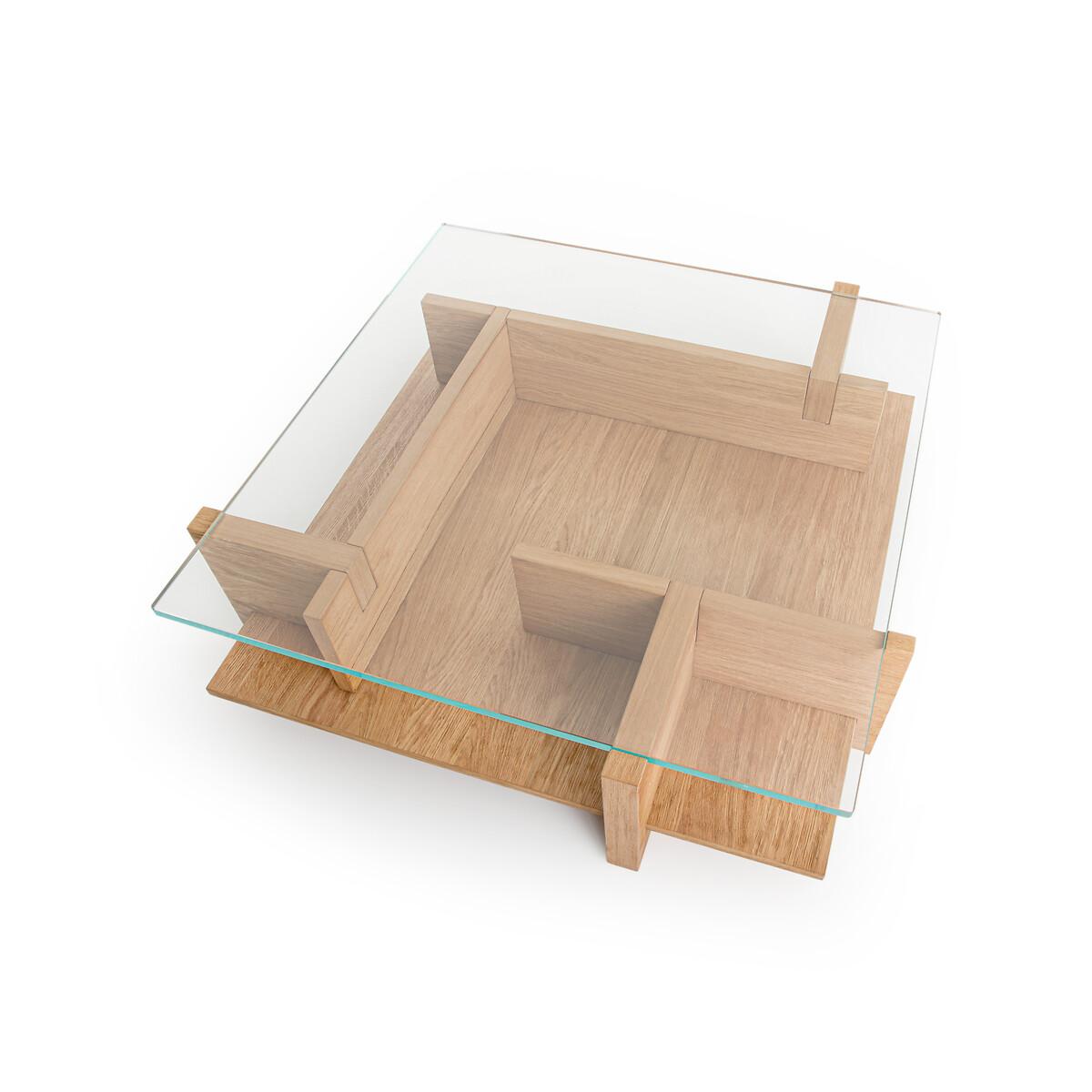 Laby Sandblasted Oak and Tempered Glass Coffee Table – image 3
