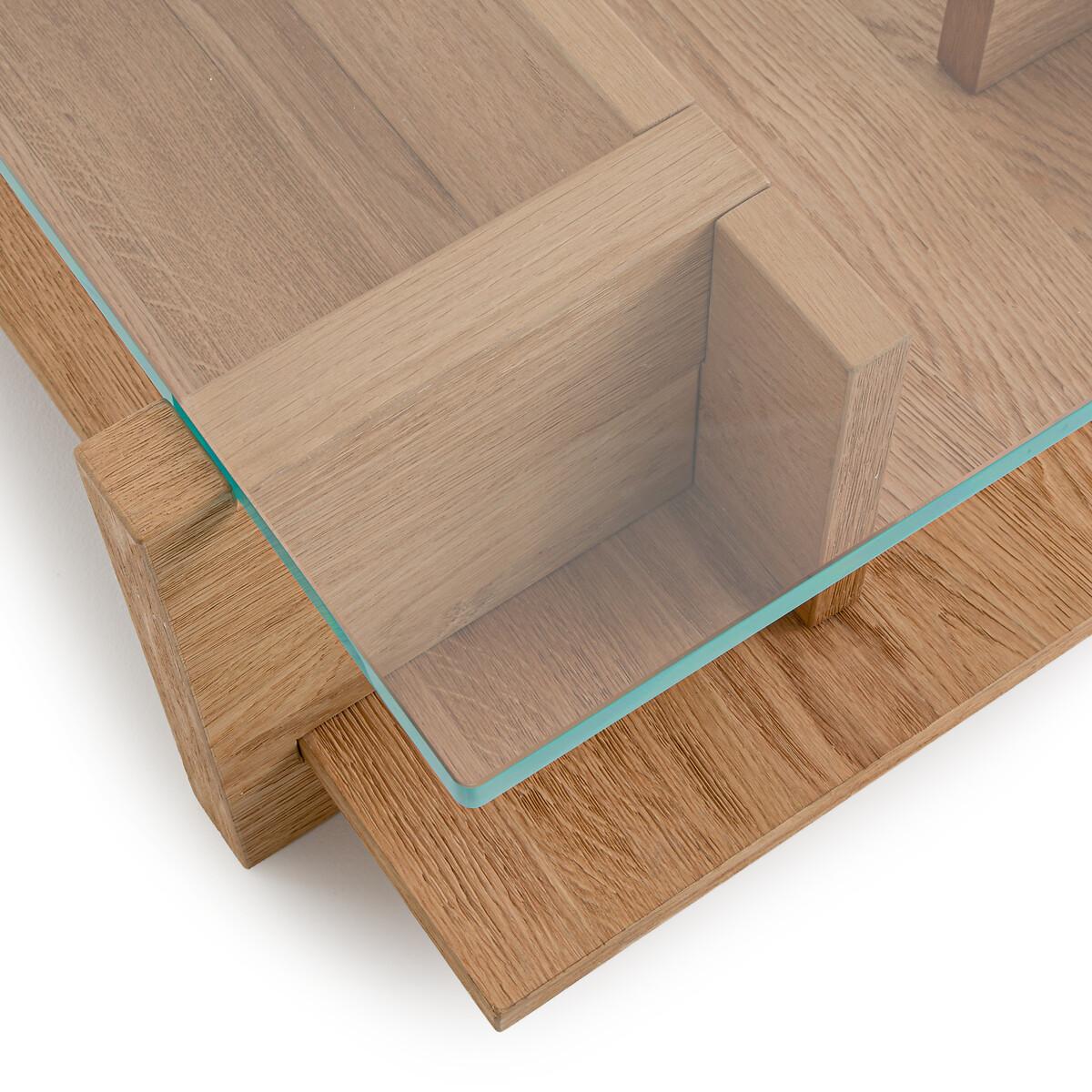 Laby Sandblasted Oak and Tempered Glass Coffee Table – image 4