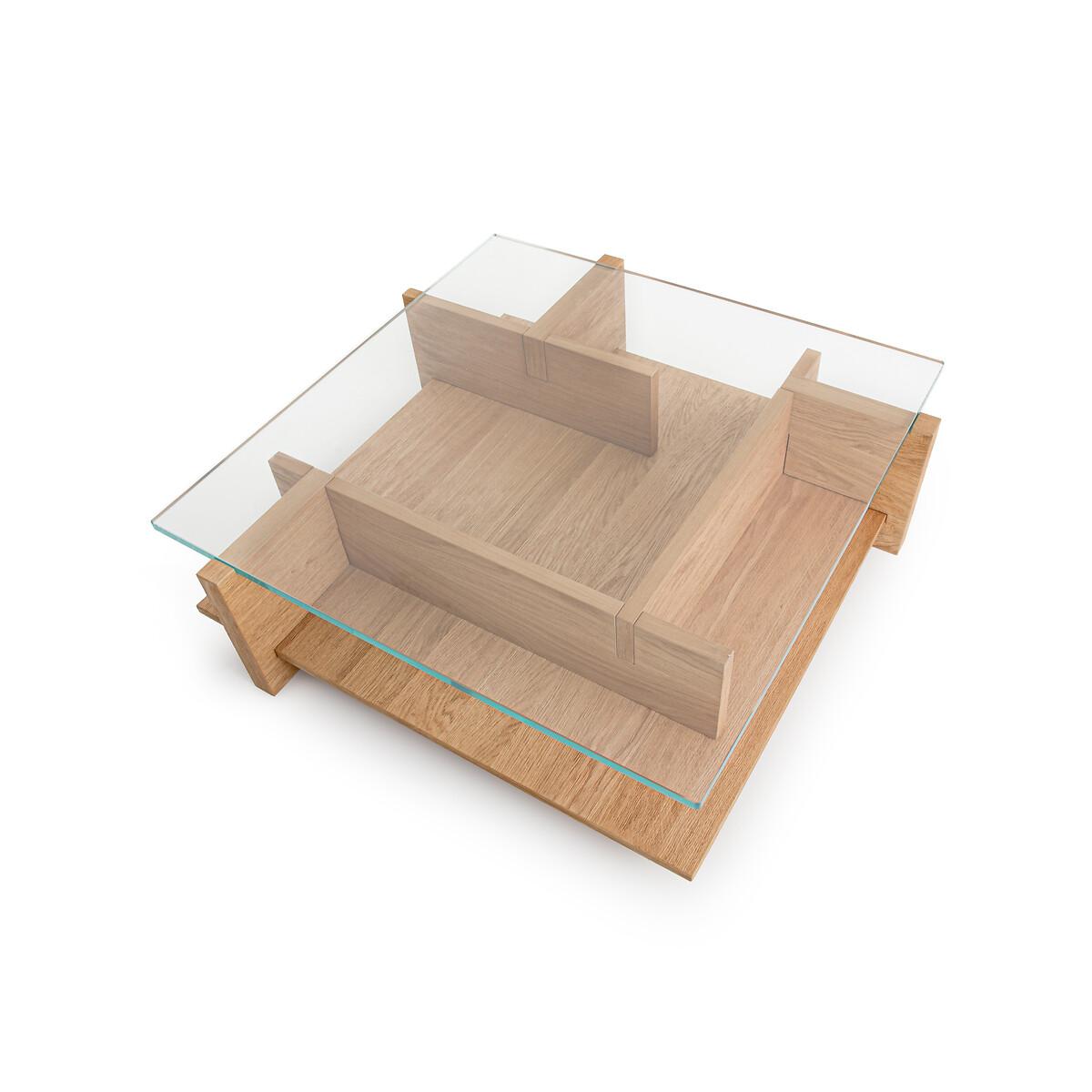 Laby Sandblasted Oak and Tempered Glass Coffee Table – image 5