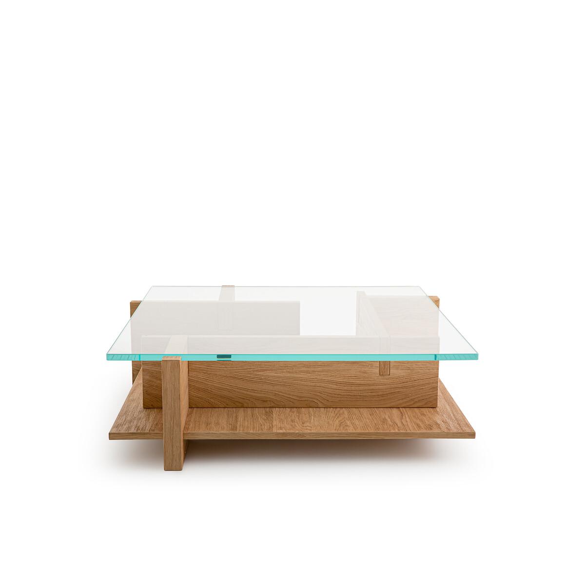 Laby Sandblasted Oak and Tempered Glass Coffee Table – image 6