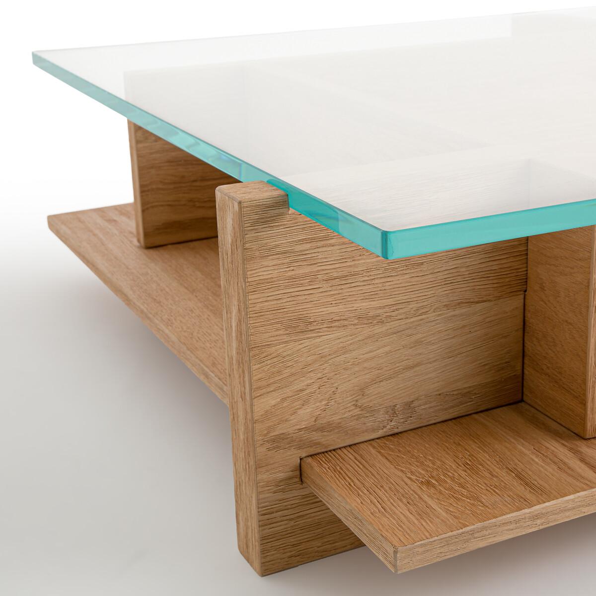 Laby Sandblasted Oak and Tempered Glass Coffee Table – image 7