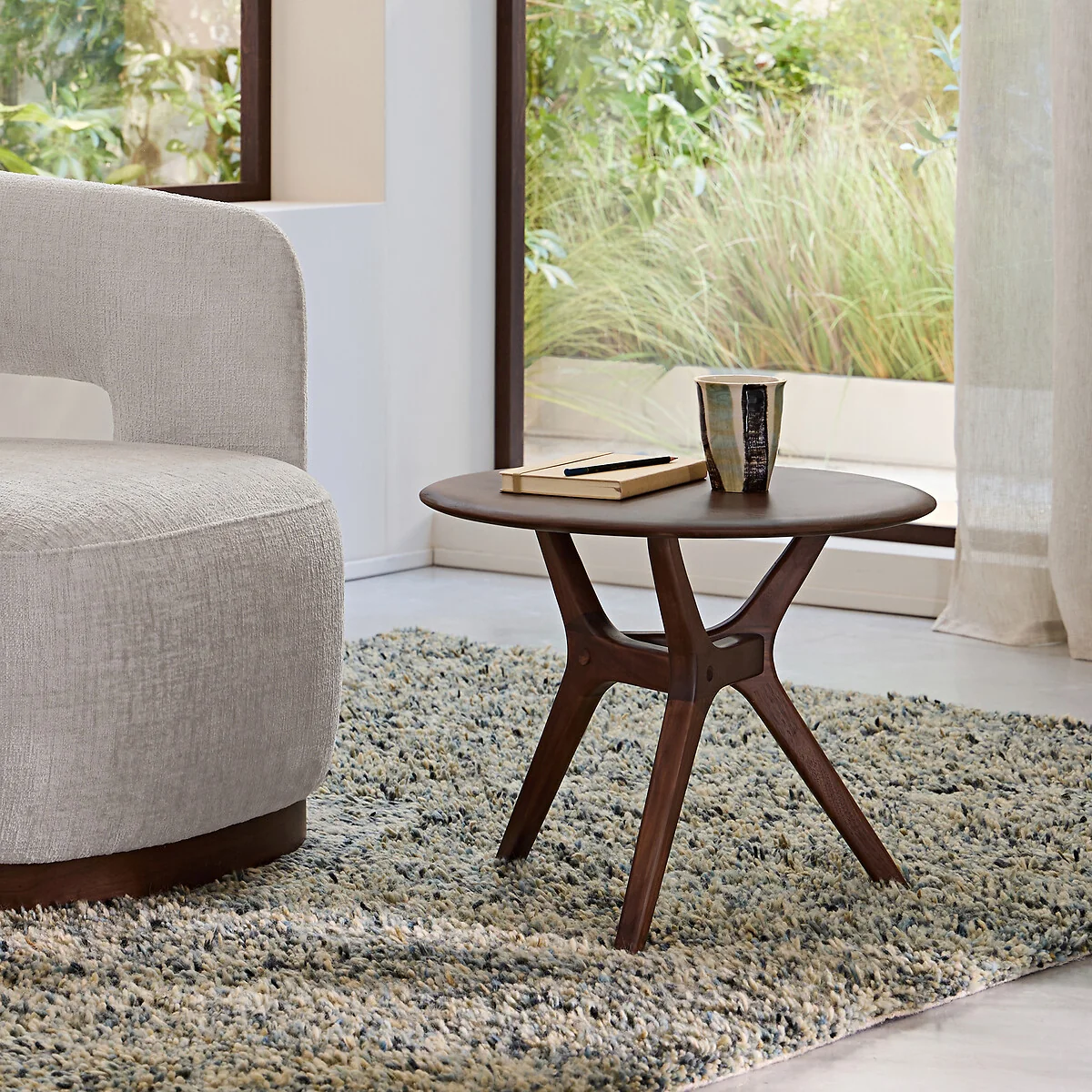 Maricielo Solid Walnut 50cm Diameter Round Coffee Table – image 2