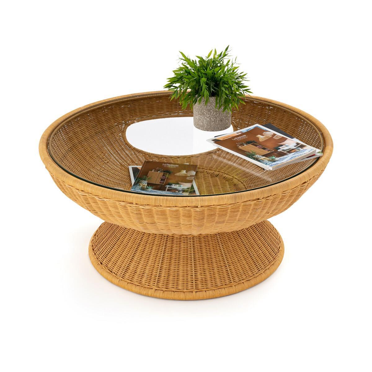 Provence Rattan & Glass Round Coffee Table – image 4