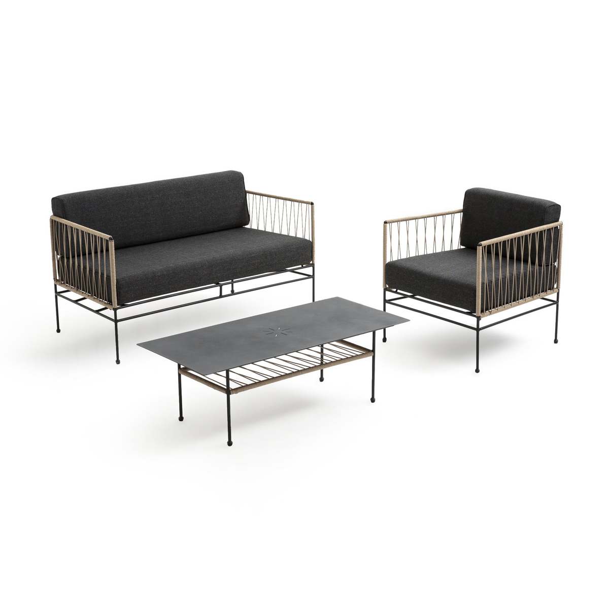 FILARIA Metal & Woven Cord Coffee Table – image 6