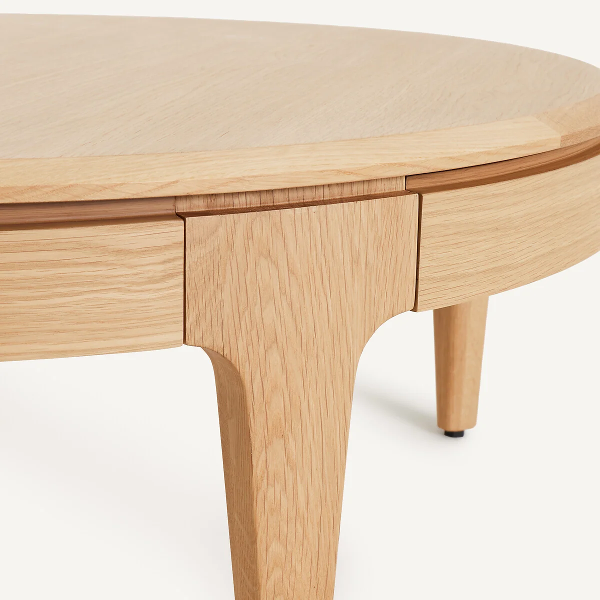 Sanara Solid/Veneer Oak Round Coffee Table with 2 Drawers – image 7