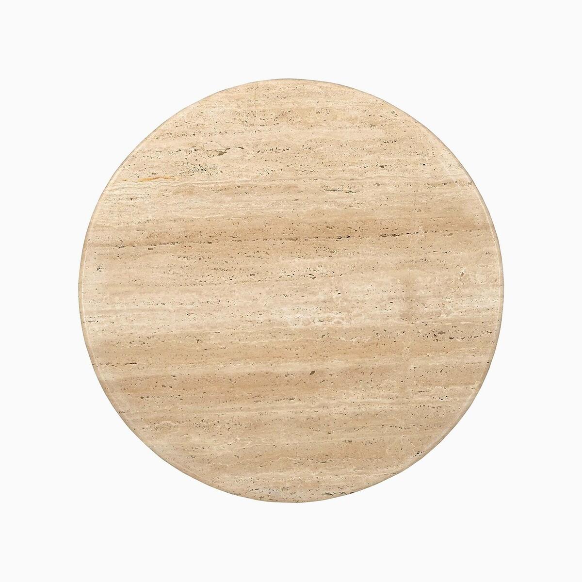 Cally Round Travertine Coffee Table with bun Feet – image 5