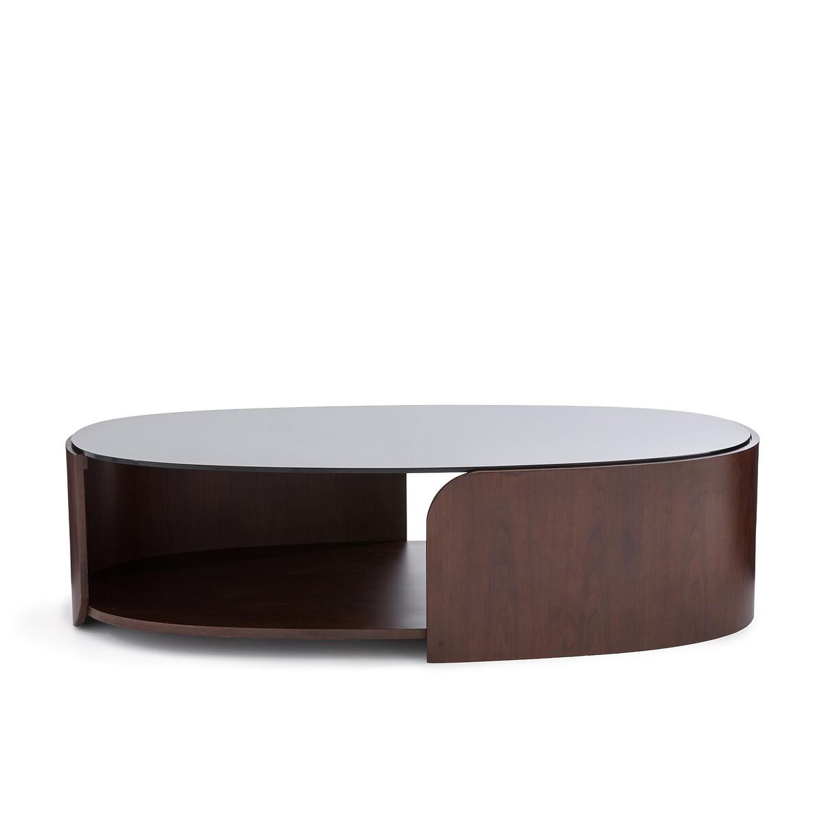 Spinella Walnut Veneer & Tempered Glass Coffee Table – image 2