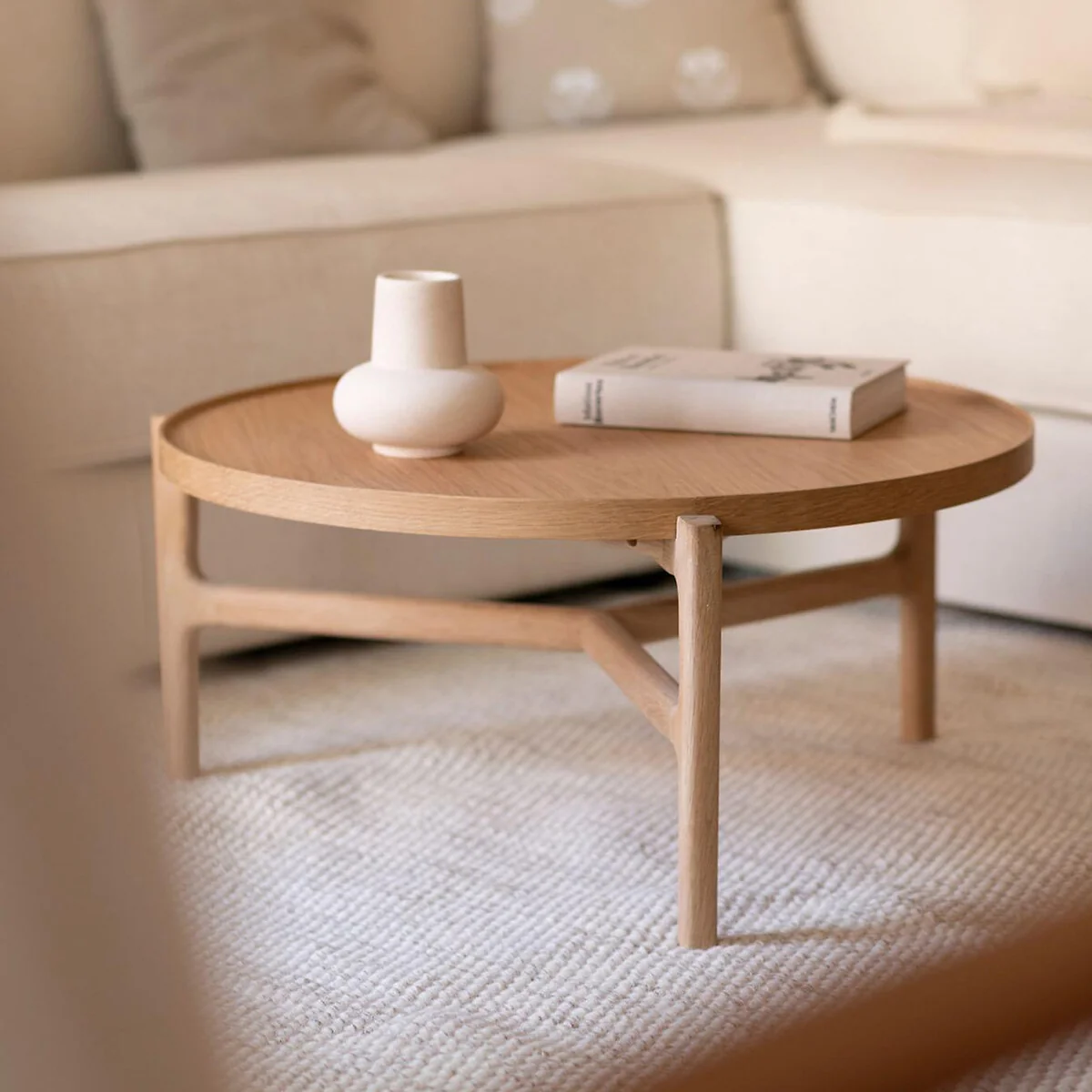 Alyasa Oak Veneer Coffee Table Diameter 74cm – image 2