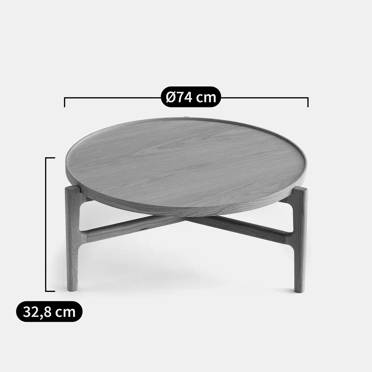 Alyasa Oak Veneer Coffee Table Diameter 74cm – image 7