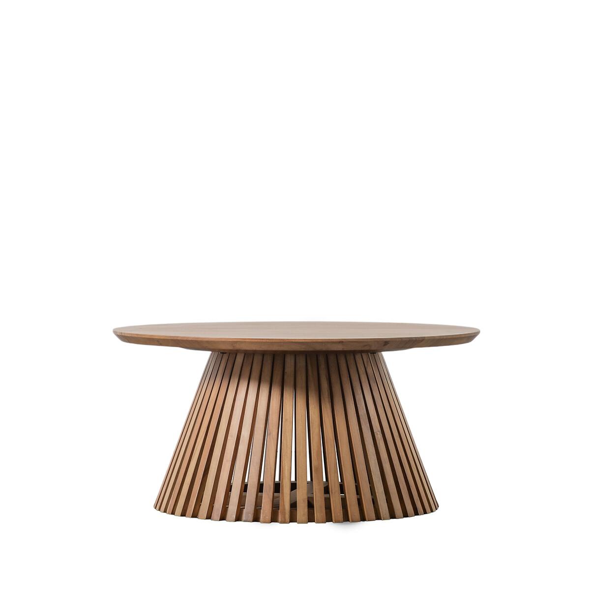 Chapra Acacia Wood Slatted Round Coffee Table – image 4