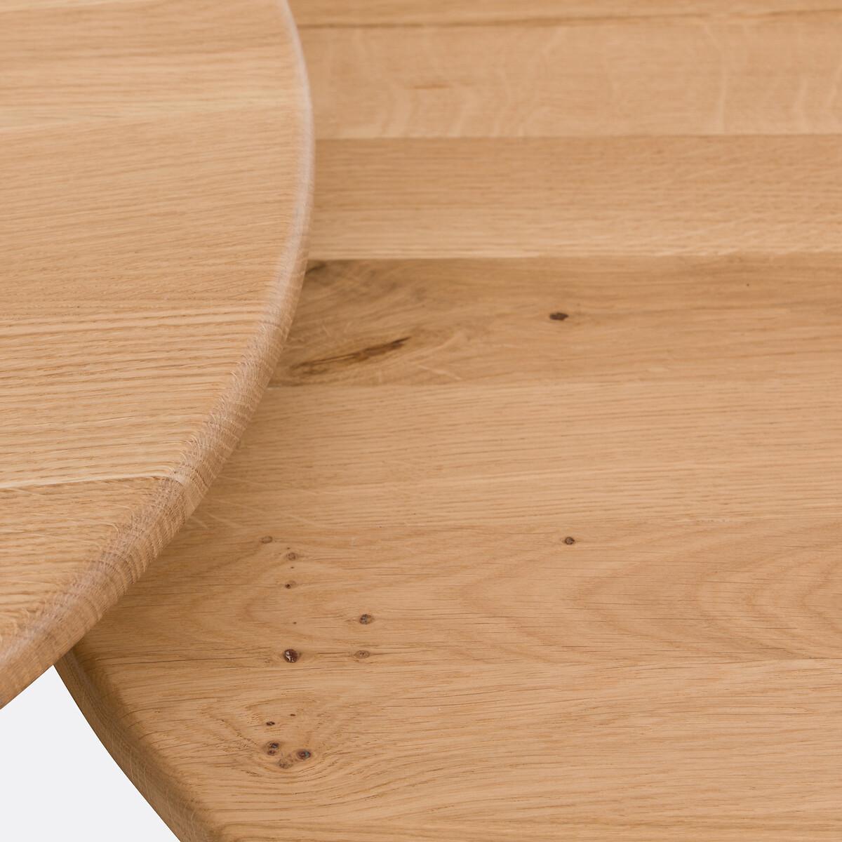 Set of 2 Minimal Round Oak Nesting Coffee Tables – image 4