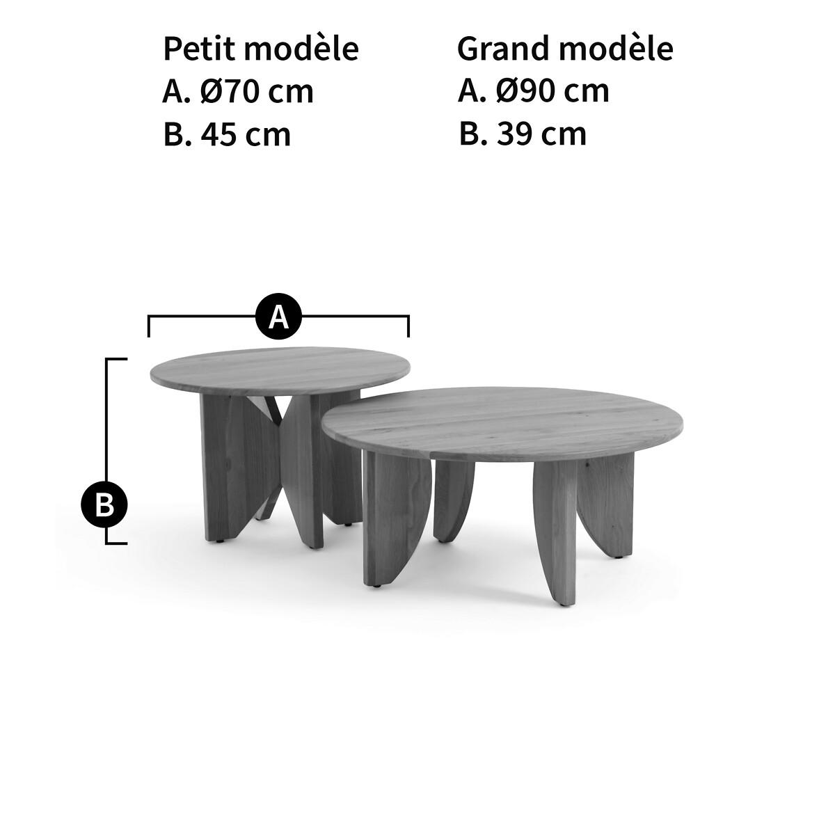 Set of 2 Minimal Round Oak Nesting Coffee Tables – image 8