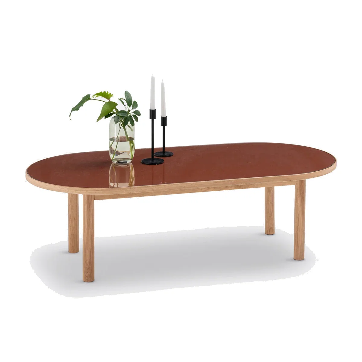 Evergreen Oak Veneer and Glass Coffee Table