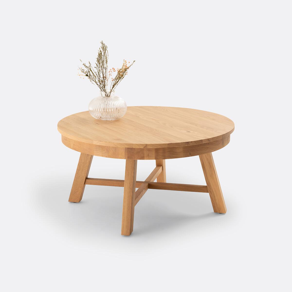 Zebarn Round Solid Oak Coffee Table – image 3
