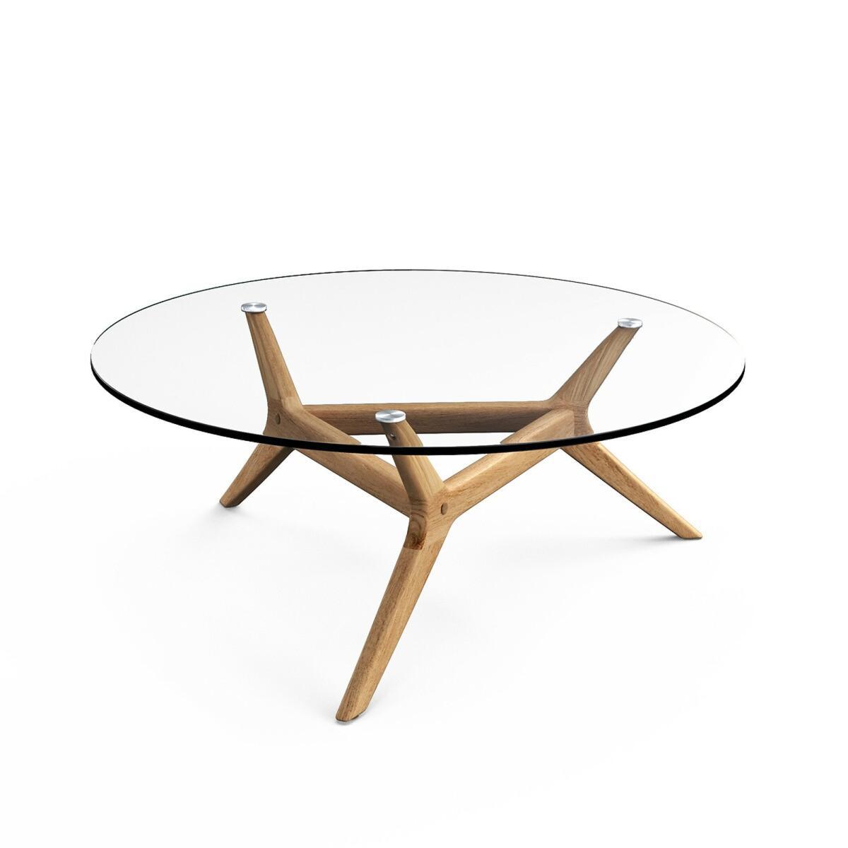 Maricielo Oak & Glass Coffee Table, Diameter 90 cm – image 2