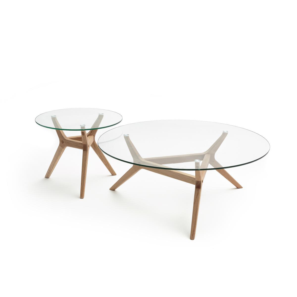 Maricielo Oak & Glass Coffee Table, Diameter 90 cm – image 5