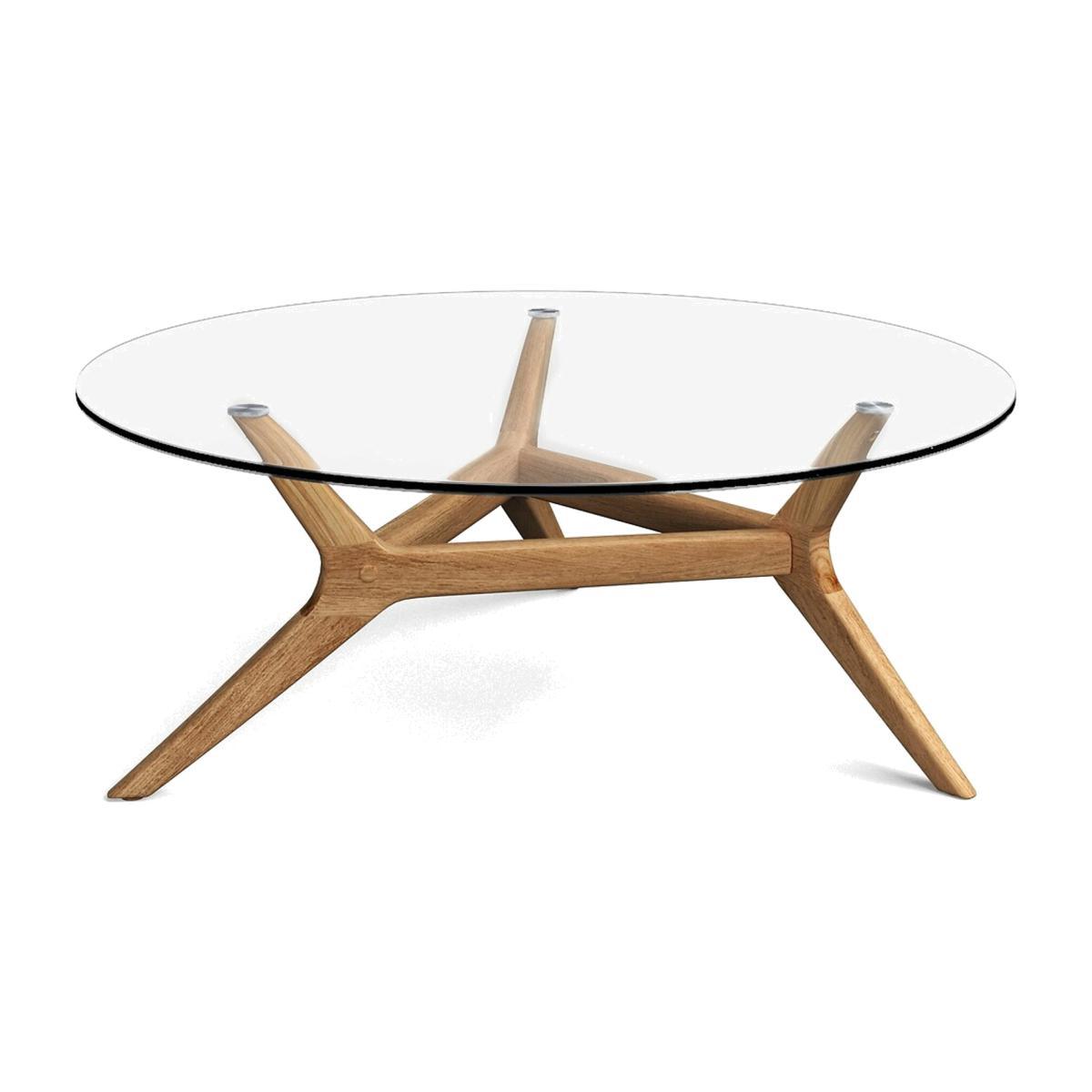 Maricielo Oak & Glass Coffee Table, Diameter 90 cm – image 1