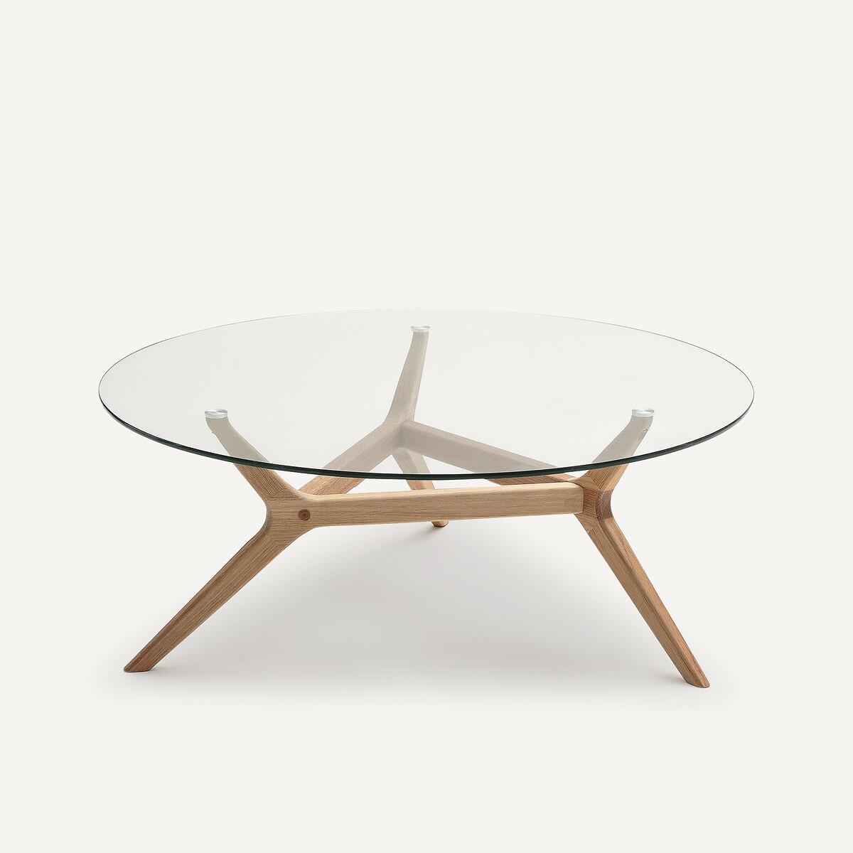 Maricielo Oak & Glass Coffee Table, Diameter 90 cm – image 2
