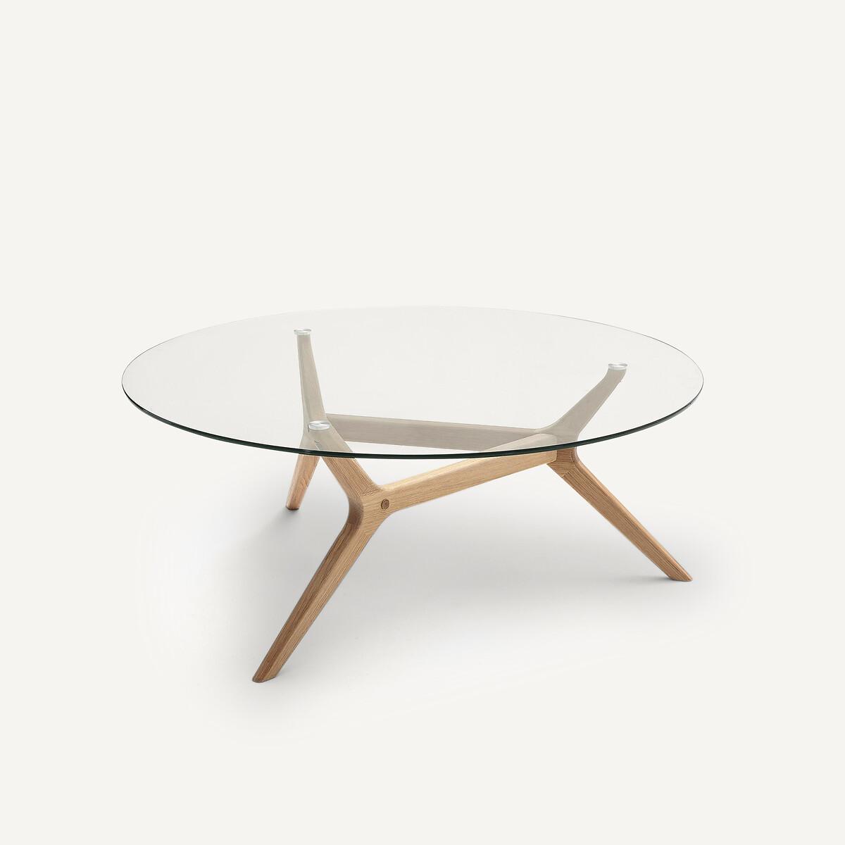 Maricielo Oak & Glass Coffee Table, Diameter 90 cm – image 3