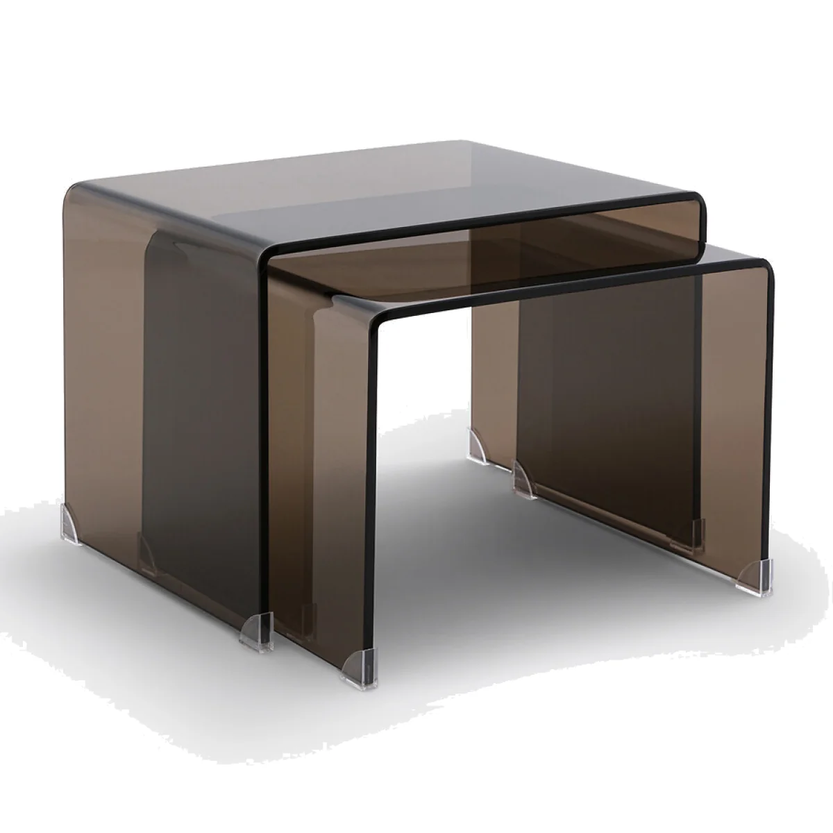 Set of 2 Joan Tempered Glass Nesting Coffee Tables – image 1