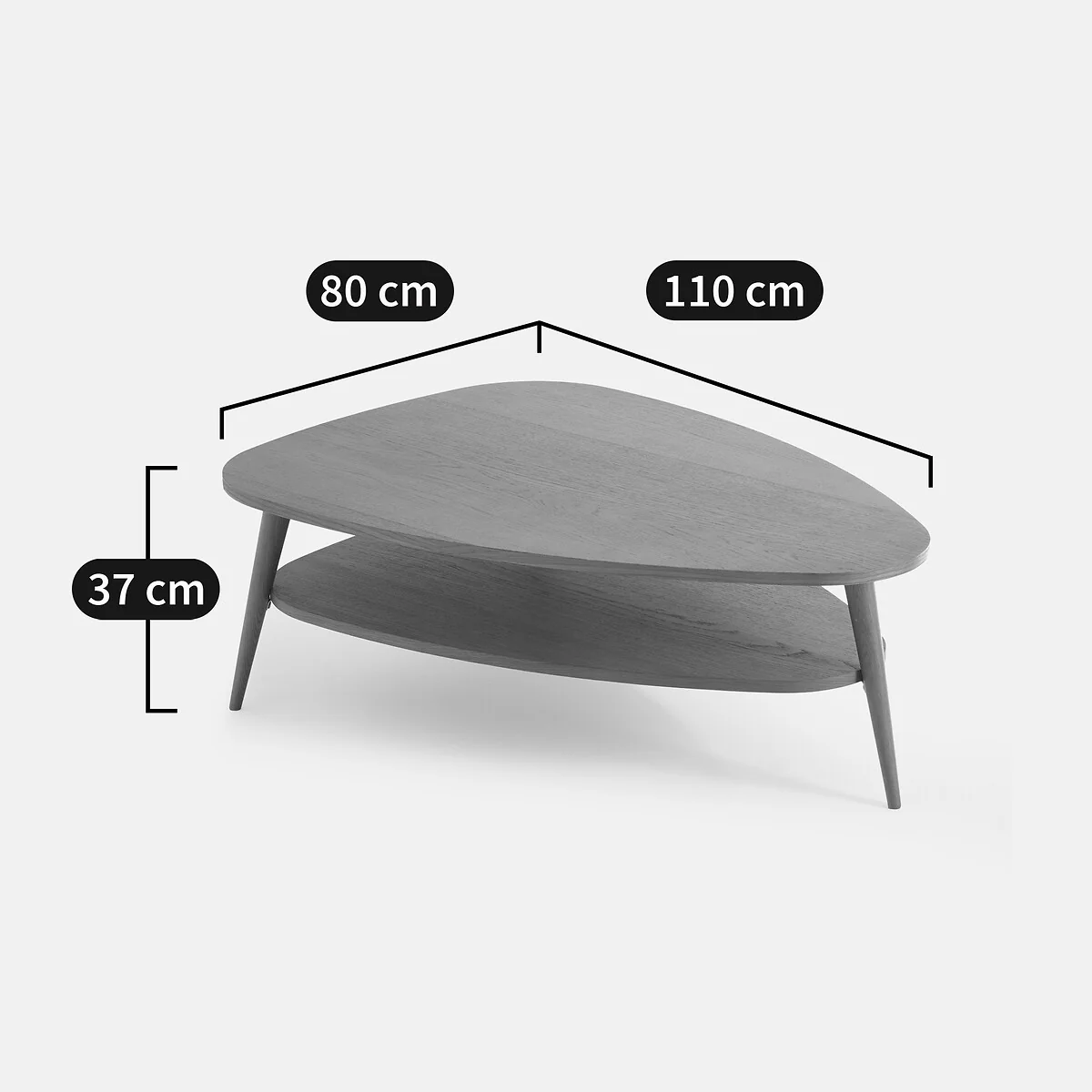 Quilda Veneer and Solid Oak XL Two-Tier Vintage Coffee Table – image 7